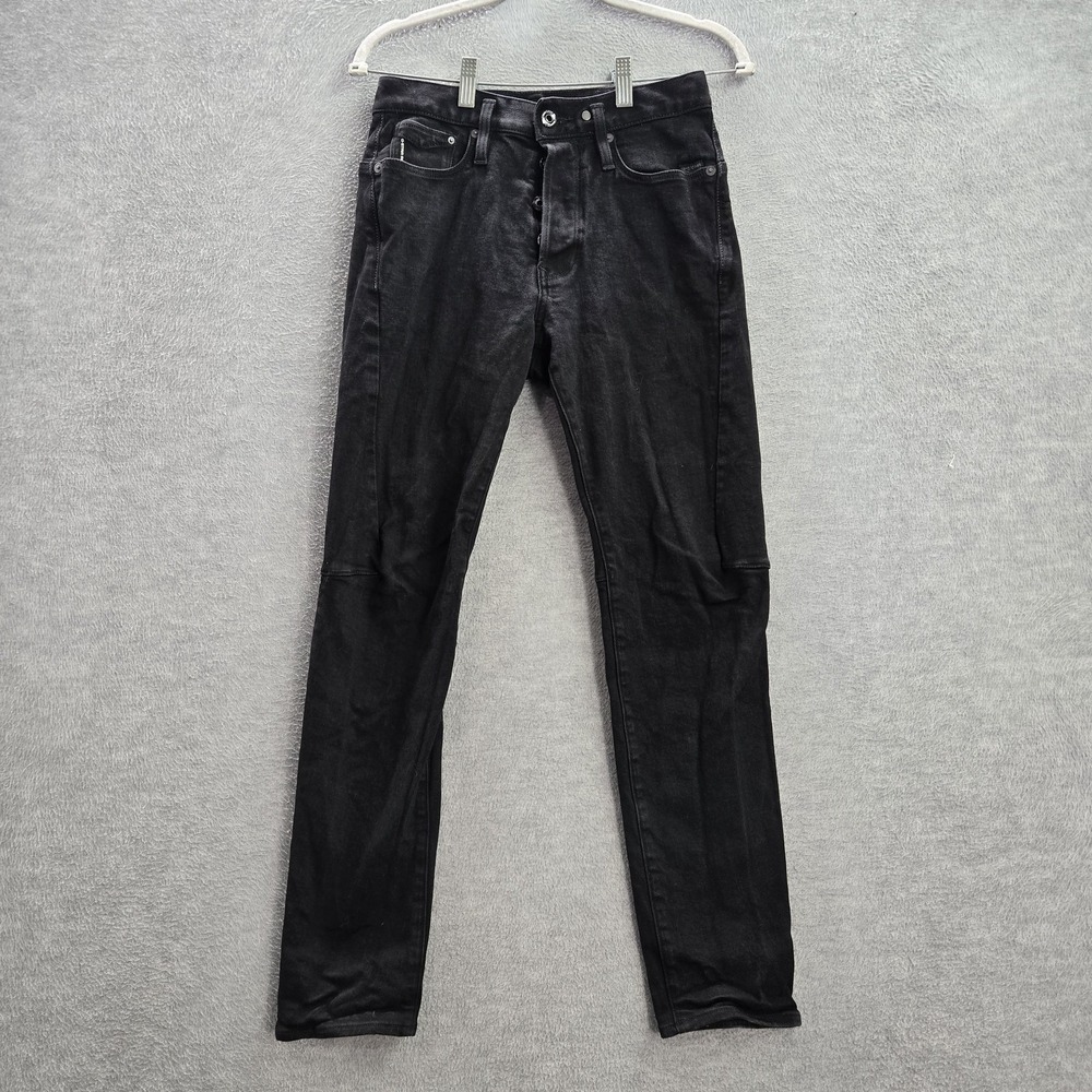G-Star RAW Men Jeans 27 Black Denim SCUTAR 3D SLIM Taper Button Fly 28" Inseam